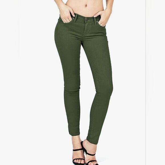 ☔️🩵NWT Angry Rabbit Green Mid Rise Skinny Leg Jeans Size 9/29 - Picture 1 of 13